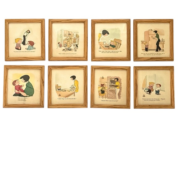 Set of 8 Vintage “Family Circus” by Bil Keane wooden framed prints. - Picture 2 of 7